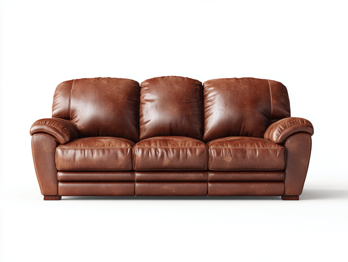 Canapé 3 places - Cuir - 222x94x87 cm - Cognac - Classique