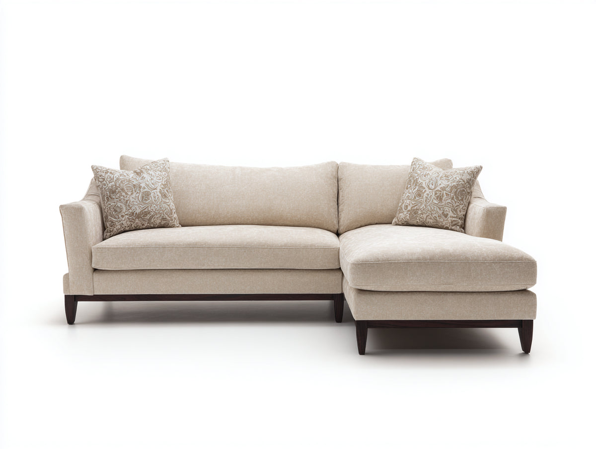 Canapé d'angle - Tissu - 242x156x80 cm - Beige - Transitionnel élégant
