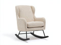 Fauteuil à bascule - tissu bouclé-métal-bois - 84x78x99 cm - beige-noir - scandinave