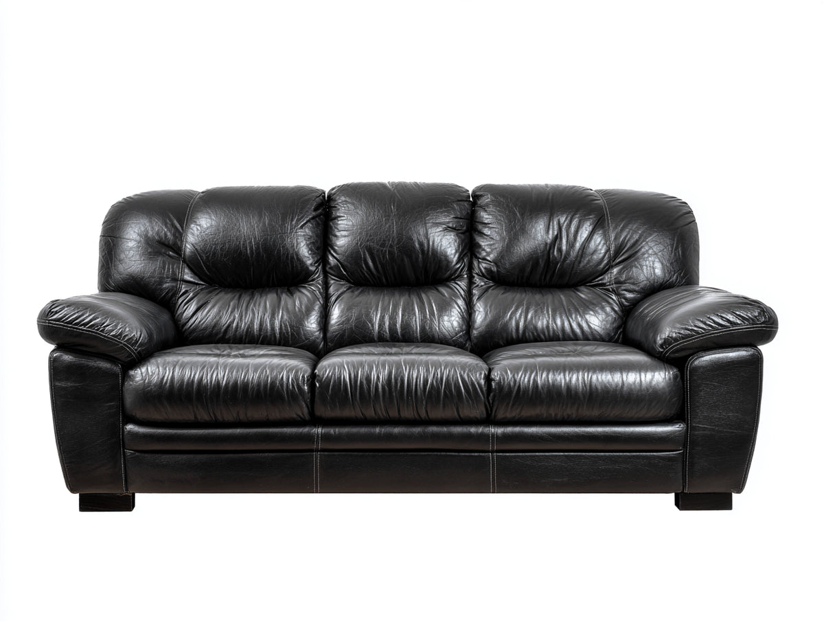 Canapé 3 places - Cuir synthétique - 212x87x83 cm - Noir - Classique