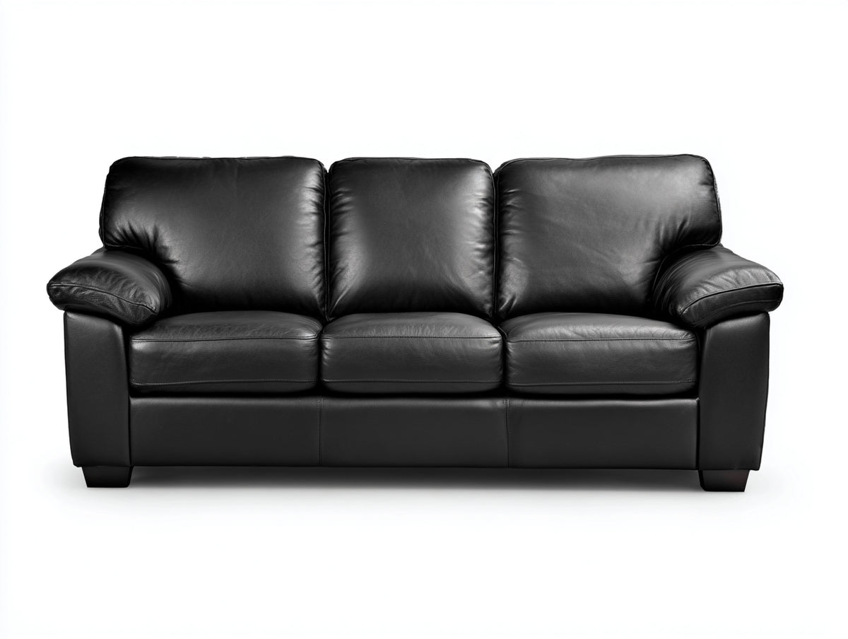 Canapé 3 places - cuir - 220x102x94 cm - noir - moderne élégant contemporain