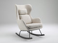 Fauteuil à bascule - tissu bouclé-métal-bois - 86x79x104 cm - crème-noir - scandinave
