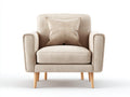 Fauteuil en tissu texturé beige 82x78x84 cm pour salon avec pieds en bois style moderne naturel