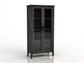 Vitrine en bois d'ingénierie et verre 90x40x185 cm - brun foncé-noir - 2 portes vitrées au style classique