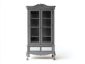 Vitrine-bois-verre-100x44x204 cm-gris-blanc-style classique