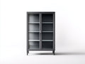 Vitrine-métal-verre-90x38x150 cm-gris foncé-style contemporain