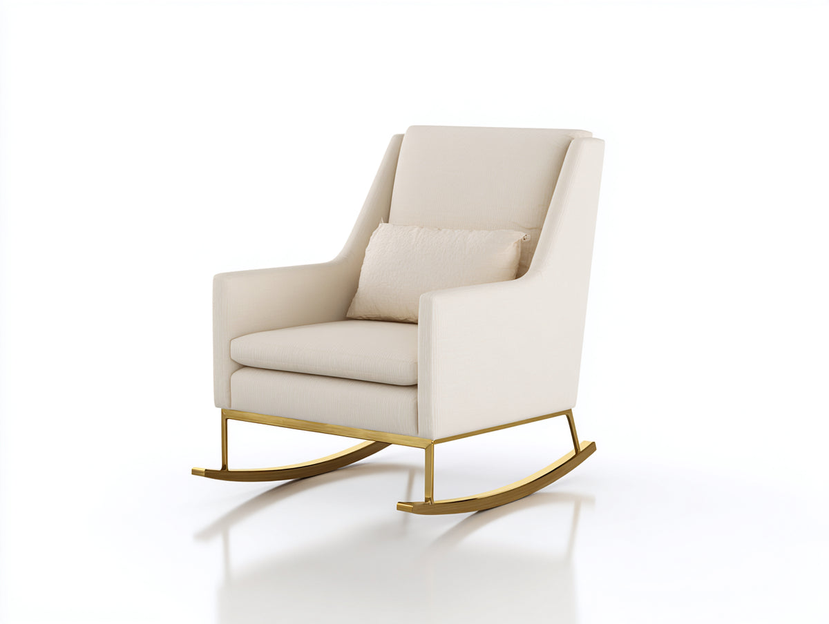 Fauteuil à bascule - tissu-métal - 84x76x98 cm - crème-or - contemporain
