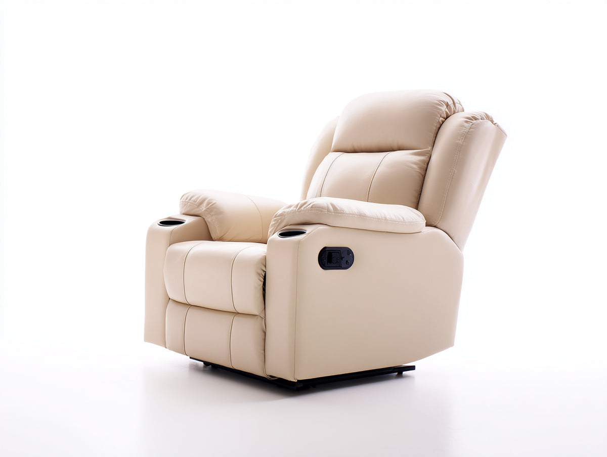 Fauteuil relax - Simili cuir - 95x94x106 cm - Beige crème - Électrique