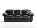 Canapé 3 places - Cuir synthétique - 220x91x83 cm - Noir - Classique