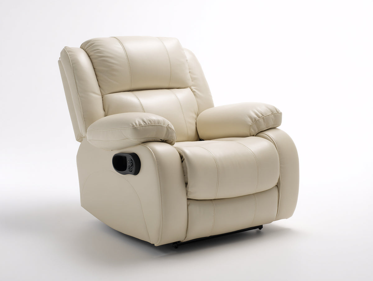 Fauteuil relax - Simili cuir - 96x95x107 cm - Beige ivoire - Électrique