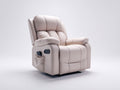 Fauteuil relax - cuir-pu-metal - 101x95x110 cm - beige - moderne