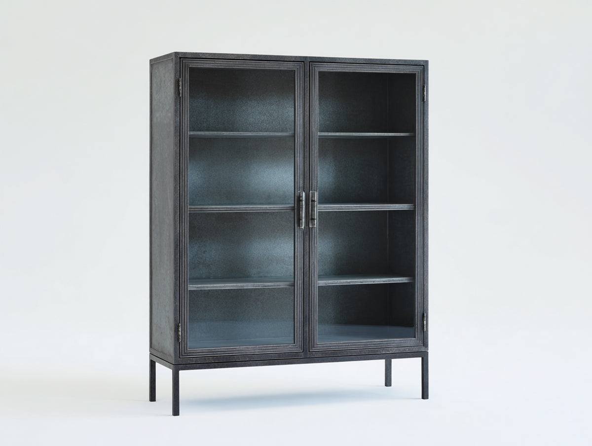 Vitrine-métal-verre-110x41x164 cm-gris anthracite-style industriel
