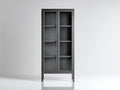 Vitrine en bois et verre 80x38x180 cm - gris foncé - 2 portes style contemporain