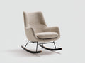 Fauteuil à bascule - tissu bouclé-métal-bois - 85x77x101 cm - beige-noir-bois clair - scandinave