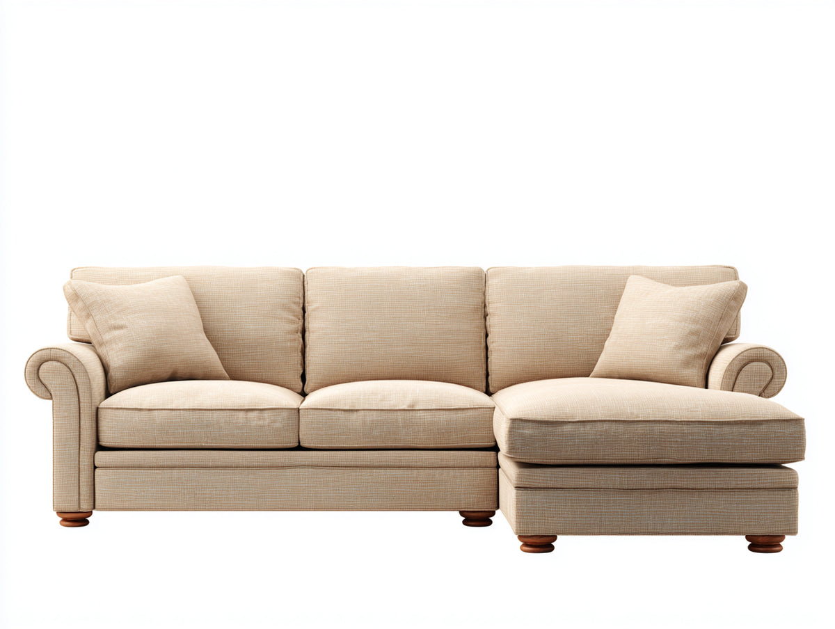Canapé d'angle - Tissu - 264x164x84 cm - Beige sable - Classique confortable