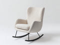 Fauteuil à bascule - tissu bouclé-métal - 82x76x101 cm - écru-noir - scandinave
