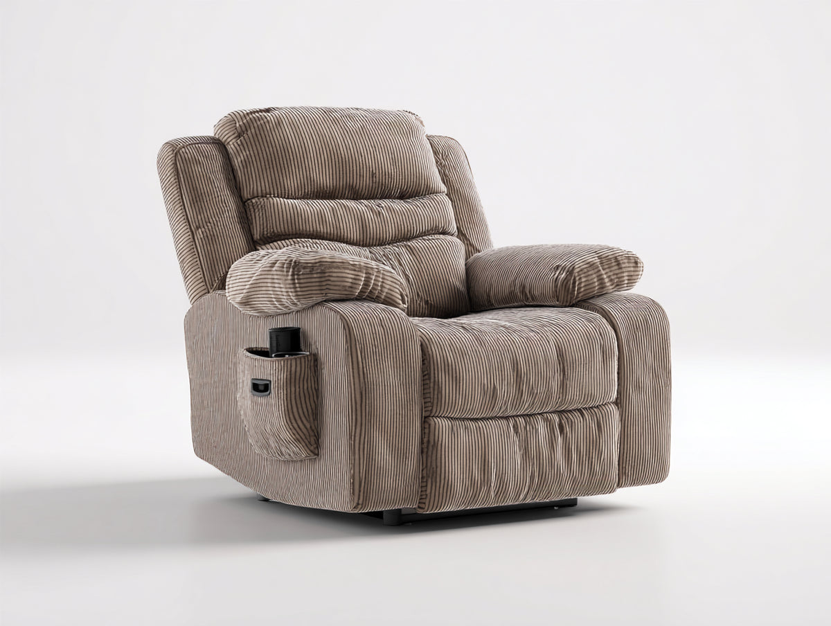 Fauteuil relax - Tissu côtelé - 96x98x105 cm - Beige taupe - Électrique