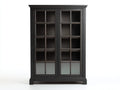Vitrine en bois noir 120x42x180 cm - 2 portes vitrées à carreaux - style classique