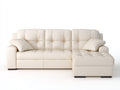Canapé d'angle - Similicuir - 270x165x88 cm - Ivoire - Design capitonné contemporain