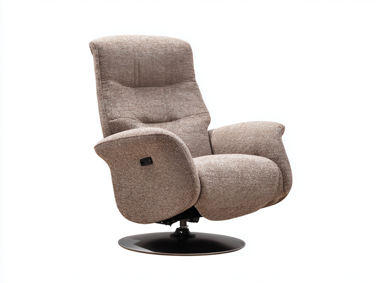 Fauteuil relax - tissu-metal-bois - 99x90x105 cm - beige - moderne