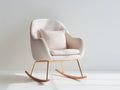 Fauteuil à bascule - tissu bouclé-métal-bois - 81x74x87 cm - crème-or-bois clair - scandinave