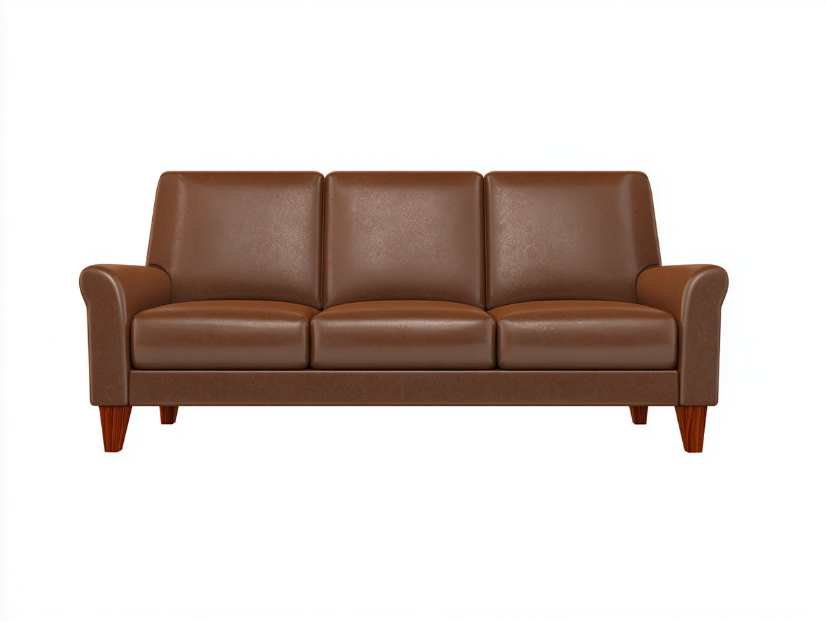 Canapé 3 places - Cuir - 209x82x84 cm - Marron - Rétro