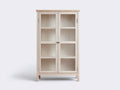 Vitrine 80x35x170 cm bois clair et verre style scandinave meuble de rangement 2 portes vitrées