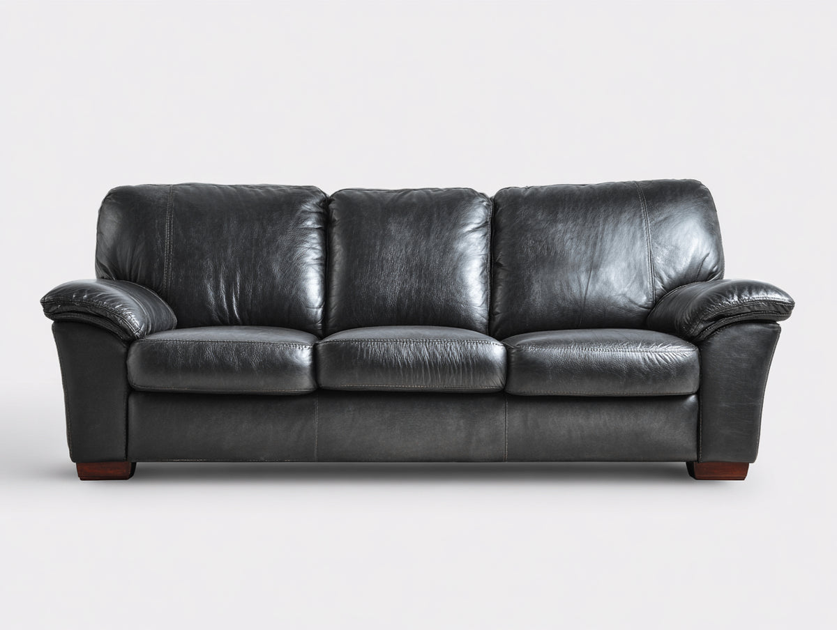 Canapé 3 places - cuir - 220x104x95 cm - noir - moderne élégant contemporain