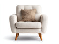 Fauteuil en tissu 86x78x82 cm - beige et bois naturel - dossier à lignes cousues